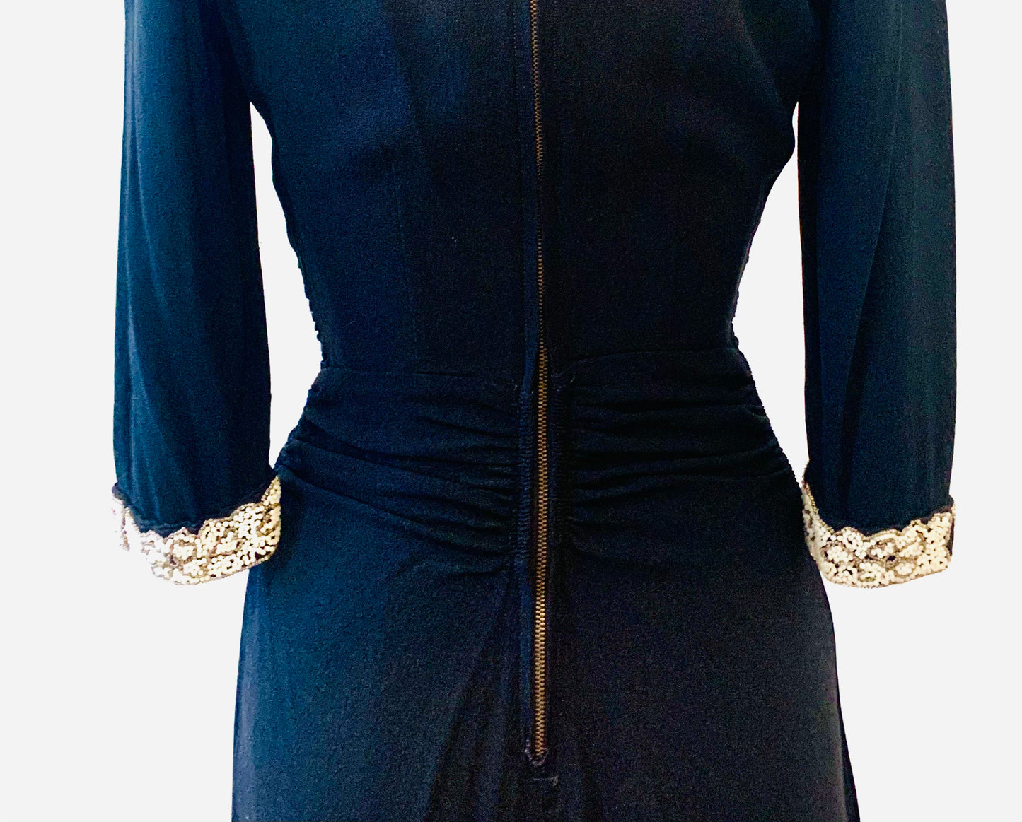 1940's Black Crepe Dress with Beaded details