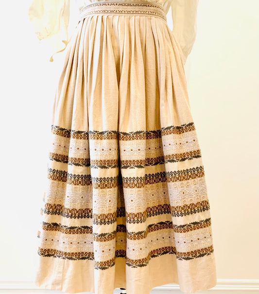 Vintage Embroidered Linen Skirt