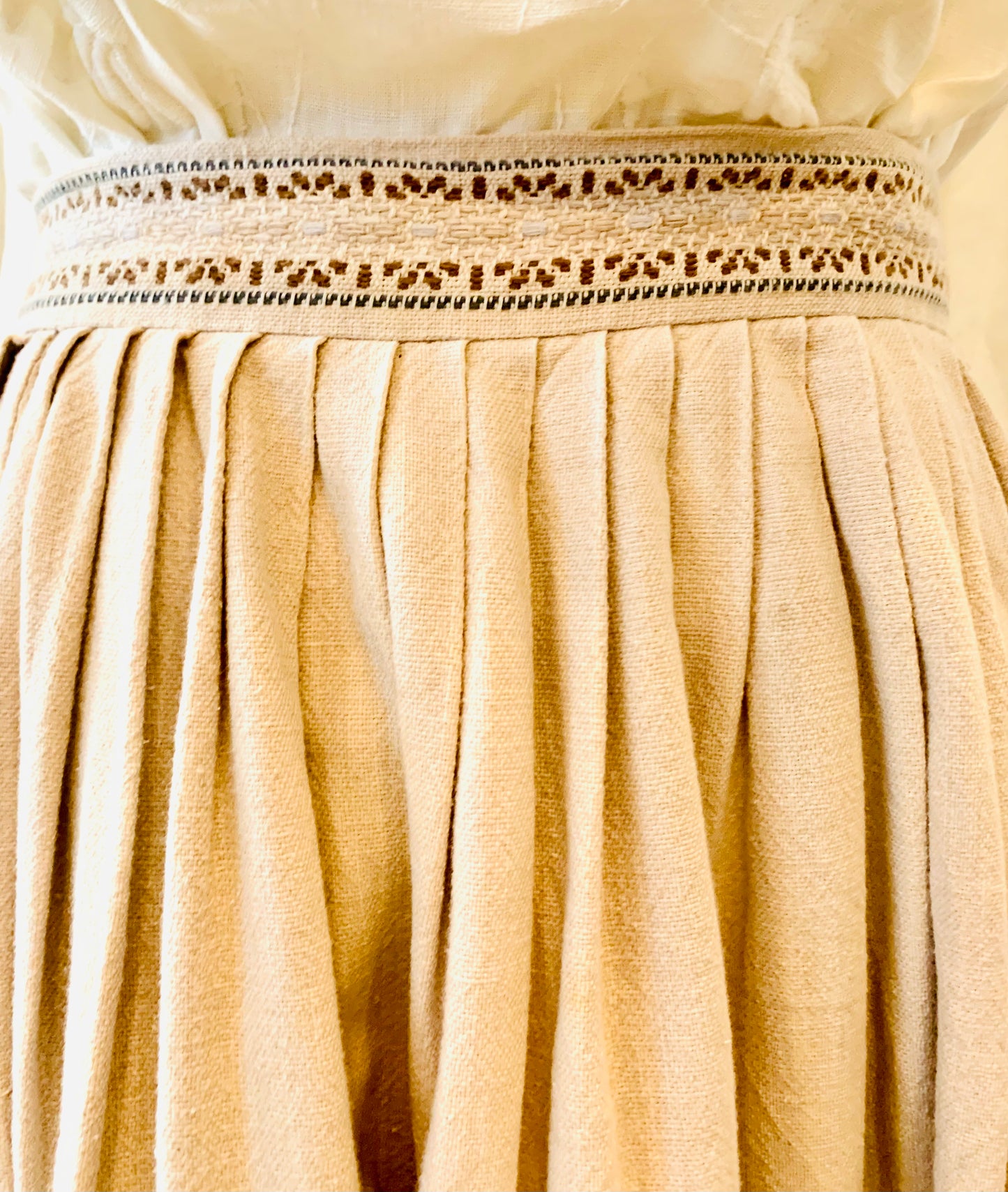 Vintage Embroidered Linen Skirt