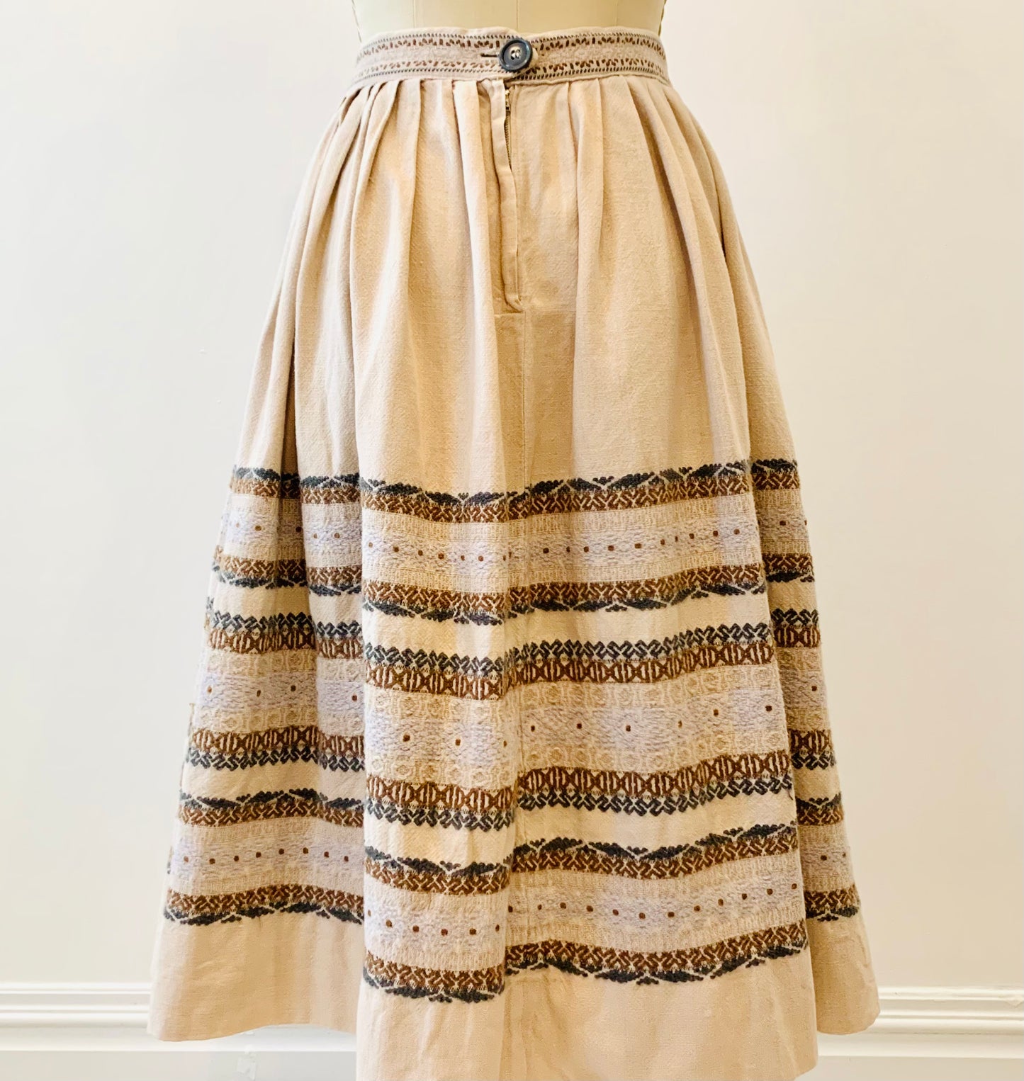 Vintage Embroidered Linen Skirt