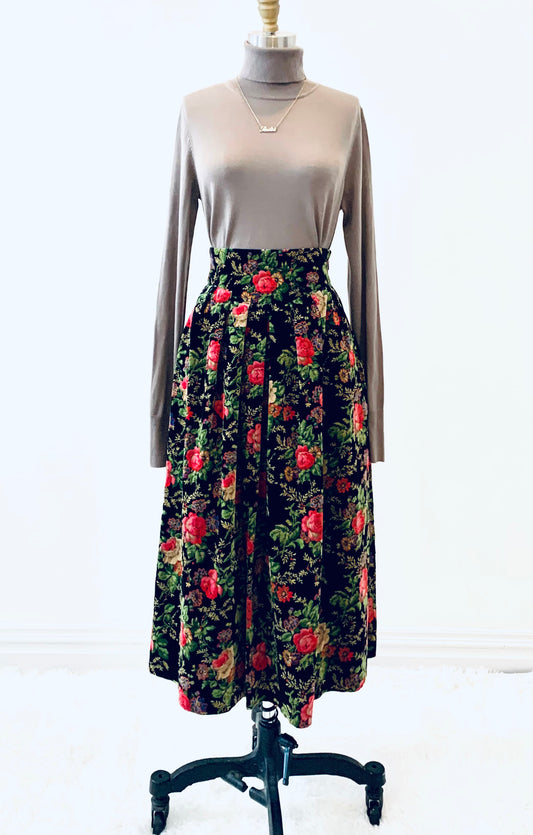 Velvet Floral Skirt