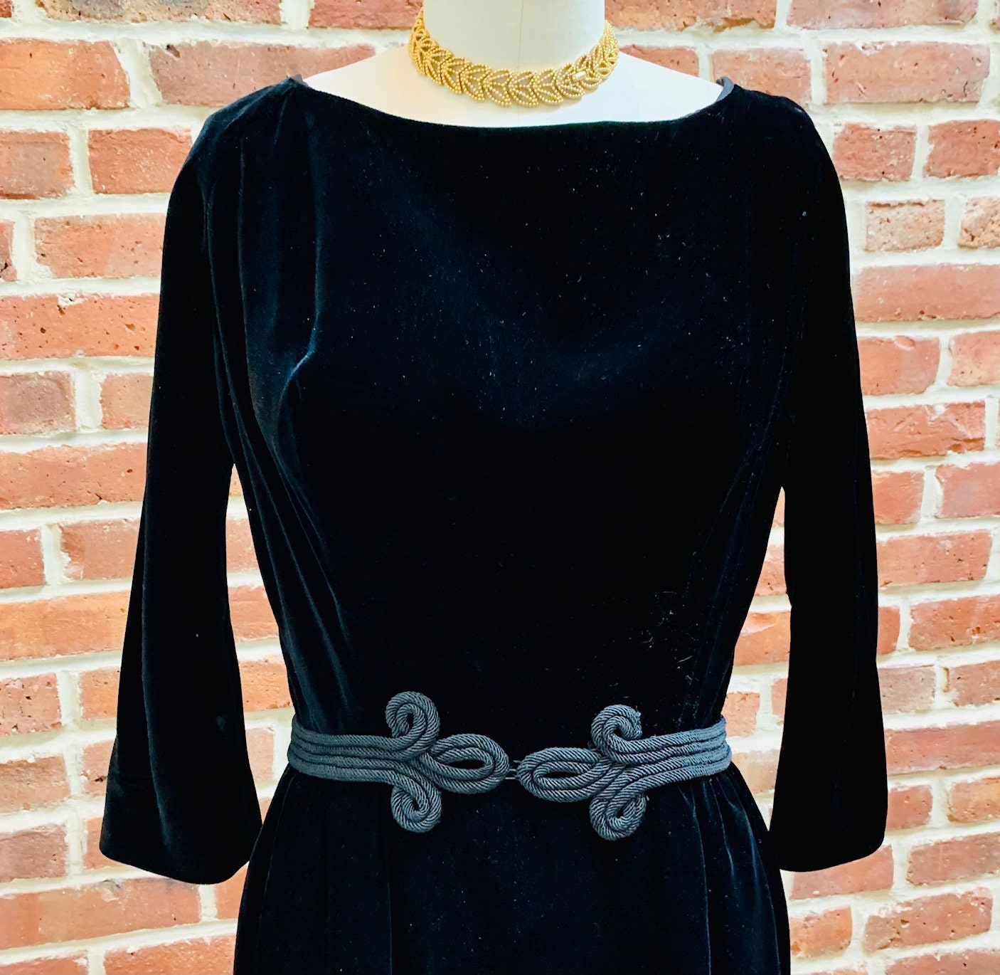 1960's Black Velvet Dress