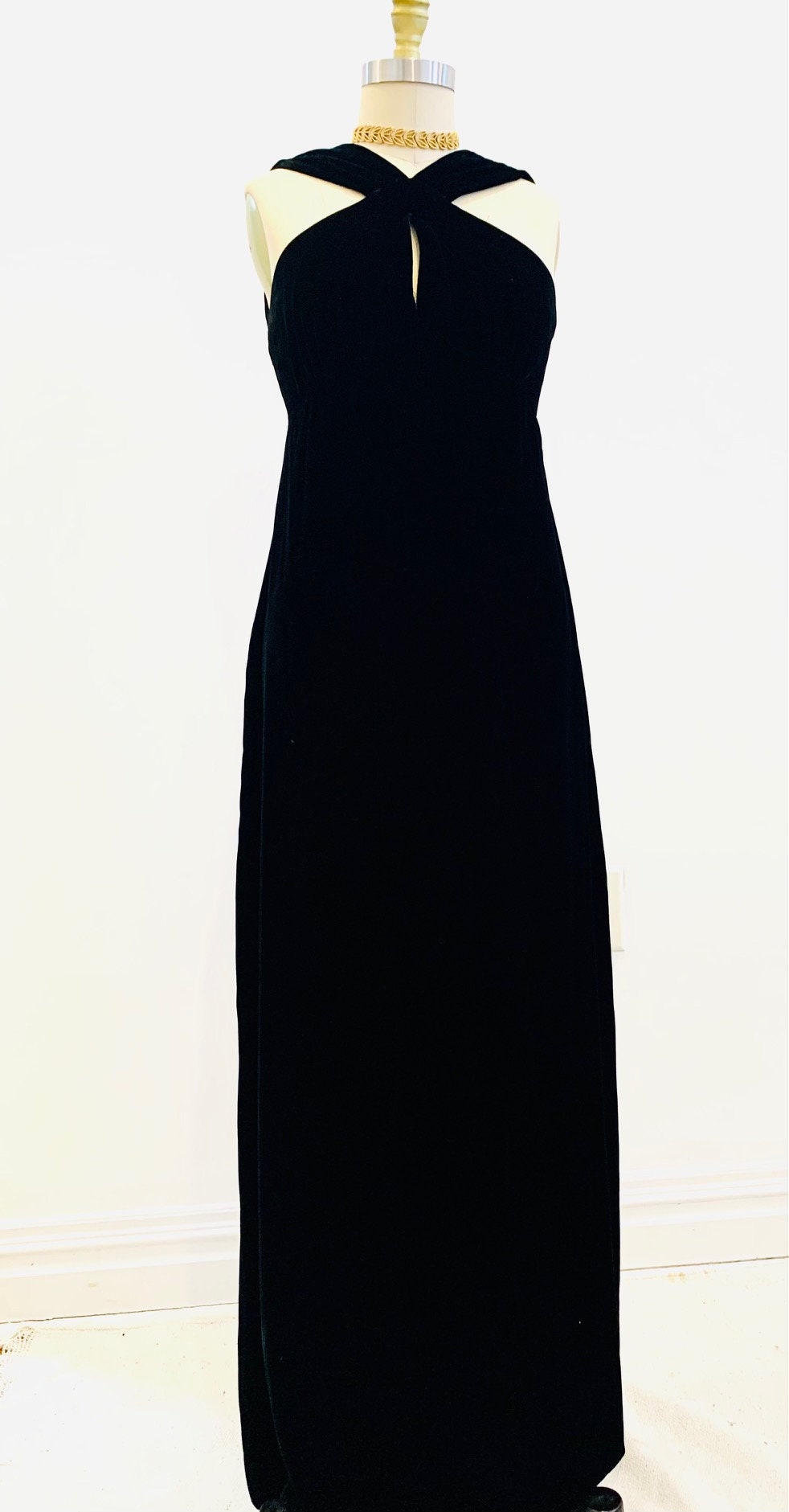 Vintage Black Velvet Dress