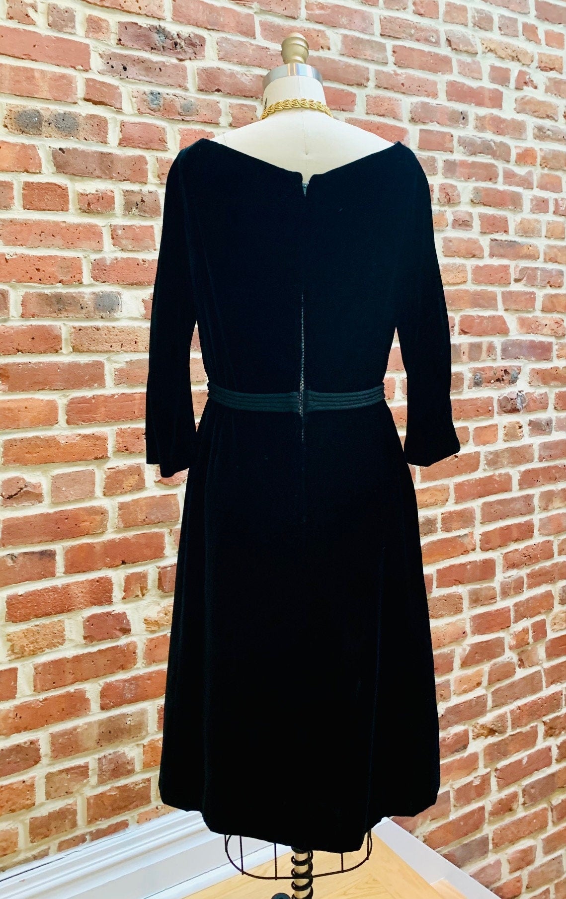 1960's Black Velvet Dress