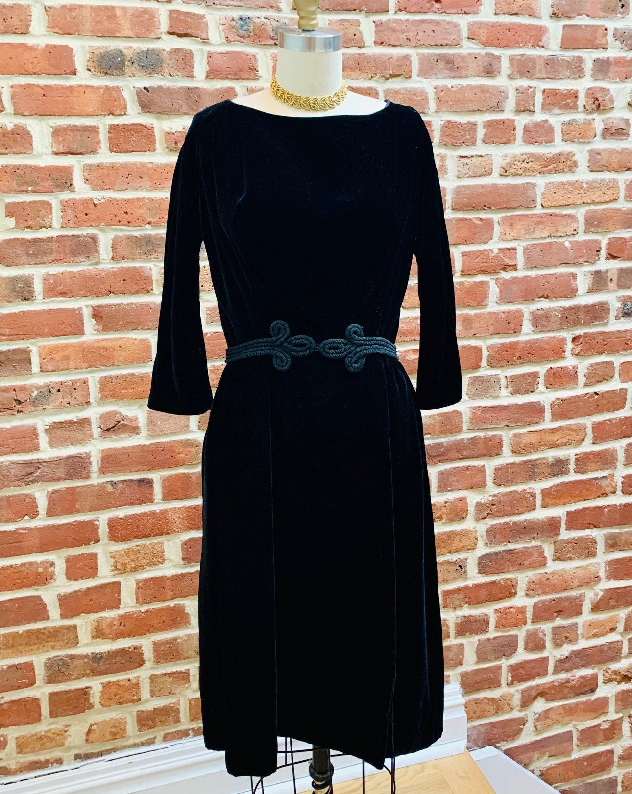 1960's Black Velvet Dress