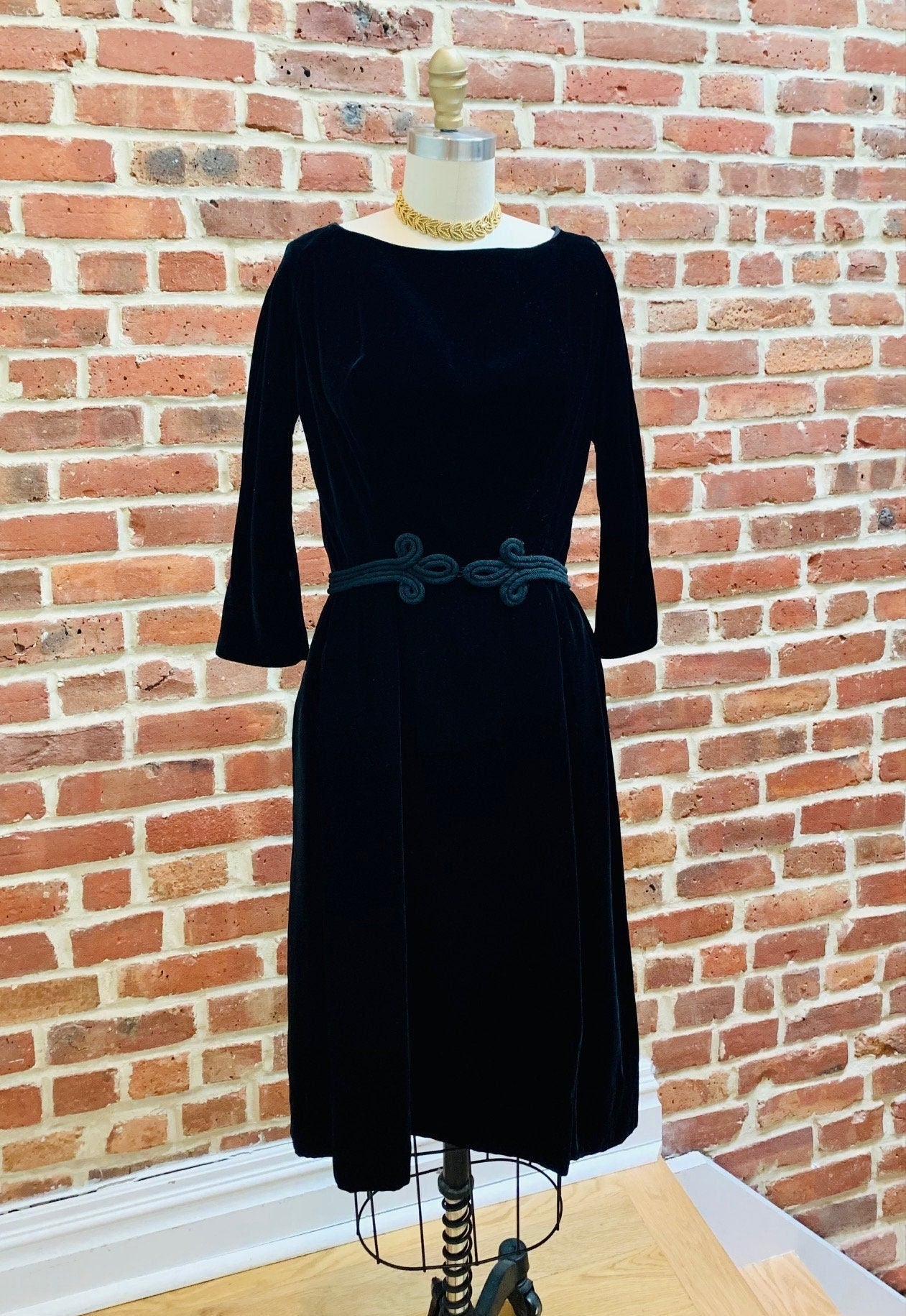 1960's Black Velvet Dress