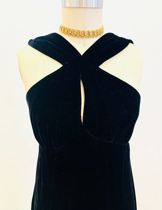 Vintage Black Velvet Dress