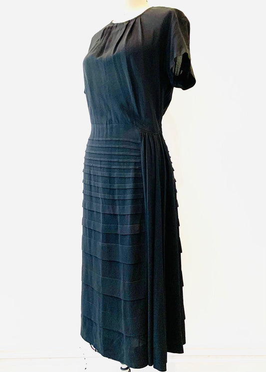 Late 1930's/early 1940's Black Crepe Dress