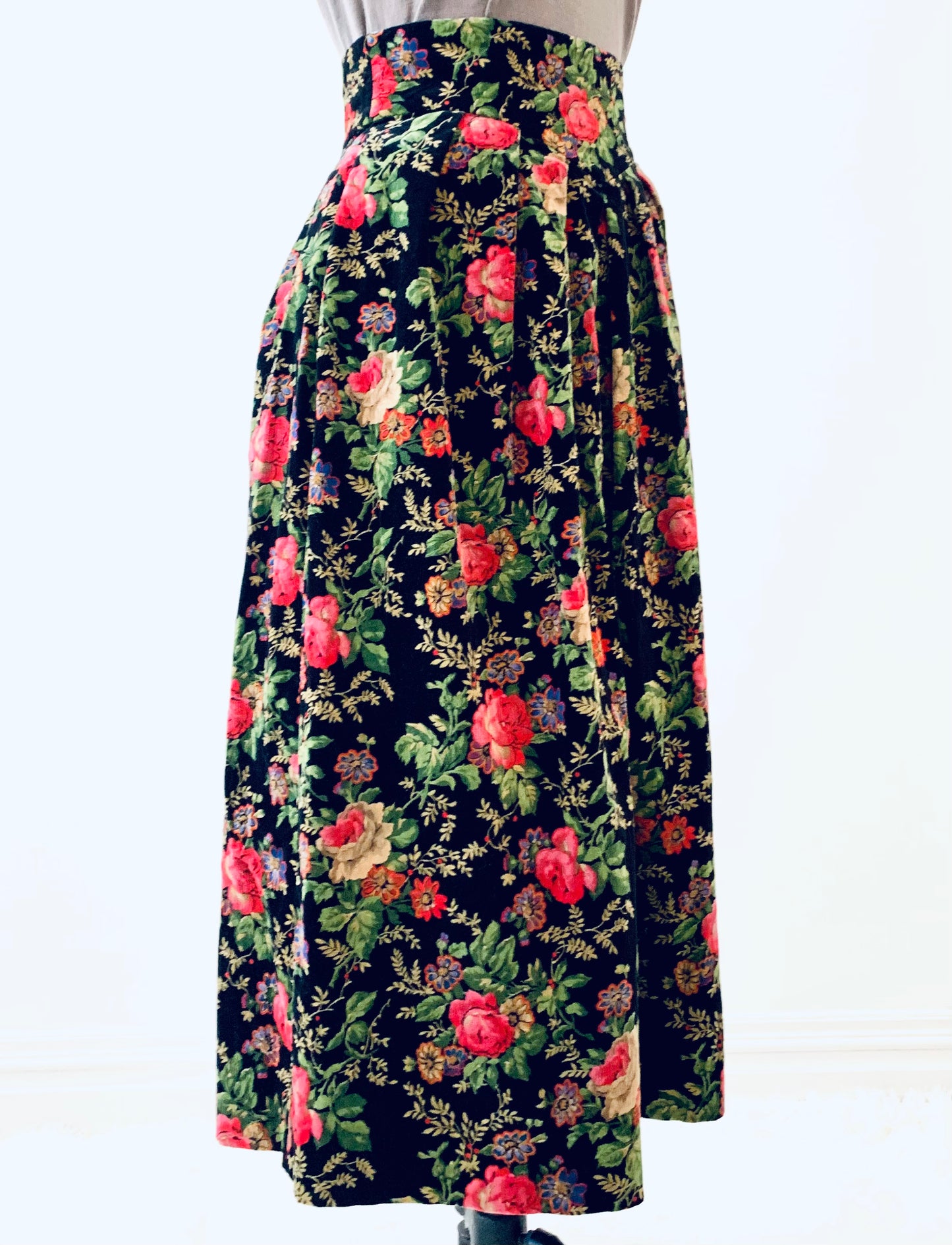 Velvet Floral Skirt